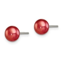 Auriga Sterling Silver Red Fwc Pearl Stud Обеци за жени