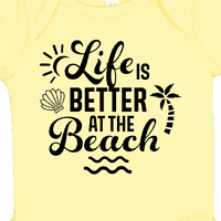 Мастическият живот е по -добър на плажа със слънчева мида и палмови дървета подарък бебе момче или бебе момиче боди
