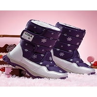 Ferndule Girls топла плюшена облицовка Boot School Non-Slip Mid Kelf Comfort Magic Tape Winter Shoes Purple 10C