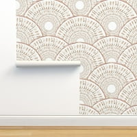 Swatch на Peel & Stick Wallpaper - Неутрален естествен органичен бохемски мозаечни гребени персонализиран сменяем тапет от Spoonflower