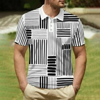 Мъжки голф риза Небрежни спортове V оребена яка с късо ръкав на мода небрежен солиден цвят обикновена пролет и лято редовно прилепване на хавайската риза за мъже светло сиво xxxl