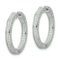 Le & Lu Sterling Silver Stones In & Out Round Hoop обеци