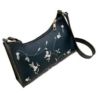 Хесроидна женска чанта с едно рамо с флорална бродерия и водоустойчива чанта от кожена кожена кожа, чудесна за пазаруване и носене на монети