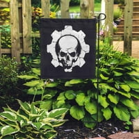 Зъл череп в предавка метален мотоциклет състезател дявол Човешки градински флаг Декоративен флаг къща банер