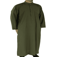 Hijaz Savannah Green Men's Formal Arabian Thobe Cotton Kaftan с джобове-XXL