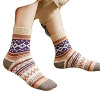 Чифтове зимни жени чорапи класически райе супер дебела уютна топла термична сняг модни чорапи-c