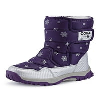 Bellella Kids Plush Lining Boot Round Toe Winter Shoes Magic Tape Snow Boots Неплъзгащо се училище Walking Purple 10c
