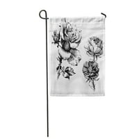 Винтидж диви цветя рози черно мастило рисуване mi автентичен бял цвят ботаничен градински флаг декоративен флаг къща банер