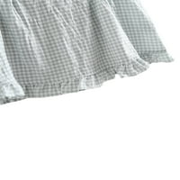 Sprifallbaby жени лятна тениска с къси ръкави с твърд цвят проверка с ниско-вратовръзка плим