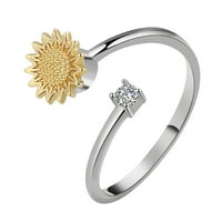 Розови пръстени комплект отварящи регулируеми пръстени Слънчогледови въртящи се пръстени Тревожни регулируеми пръстени Модни подаръци Жените%27S+Пръстени