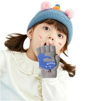 Кабриолет Flip Top Gloves Зимна вълна кашмир динозавър половин пръстови ръкавици с бодлива покривка за малко дете деца момичета момчета зимни аксесоари