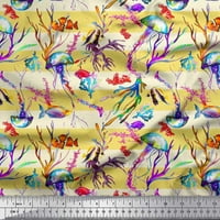 Soimoi Rayon Fabric Stripe, Coral & Masfis