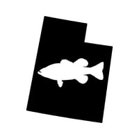 Стикер на бас на Юта Декал Нарязване - самозалепващо винил - устойчив на атмосферни влияния - Произведено в САЩ - много цветове и размери - държавна форма на спортна риболовска риба UT
