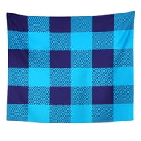 Buffalo White Abstract Tartan Plaid Blue Patter British Check Checkered Wall Art Hanging Tapestry Decor Decor for Hall Rall