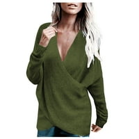 Дамски пуловер празник пуловери за жени мода за жени зимен топъл плътно цветен пуловер кръст свободен плетен пуловер fragarn