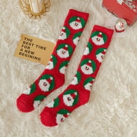 Хиригин Коледа жени коляни с високи чорапи меки пухкави коралови руни