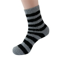 Simu зимна ивица корал кадифе плюшени топли чорапи домашни чорапи Спящи чорапи райета чорапи