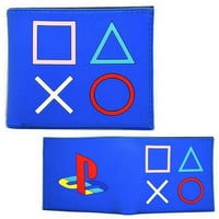 Blue PS лого - PlayStation 4x5 двукратно плосък портфейл