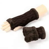 50% отстъпка от разчистване жени Зимна ръка на китката по -топли плътни плетени къси ръкавици без пръсти
