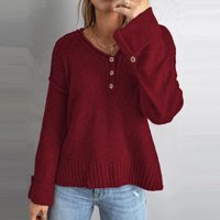 Върхове на туника с дълъг ръкав за жени -модни жени есен и зима V от печат от печат с трибуни пуловер с дълъг ръкав Пуловер Небрежен пуловер Fragarn