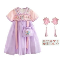 TOSMY лято Нова цветна бродерия Античен Ханфу Модна момичета Облечете деца ежедневни рокли