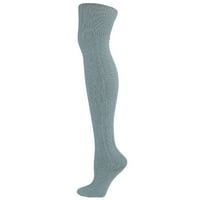 Възрастни жени, плетащи твърди цветни чорапи с високи чорапи, памучни модни дълги чорапи чорапи за почивка