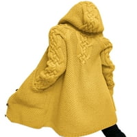Niuer качулки палта за дамски ежедневни отворени предни преднина плетен жилетка пуловер топъл дълъг ръкав якета с жълти 5xl