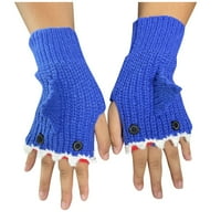 Есента и зимата карикатура сиви ръкавици топли хапки за плетене на половин пръст