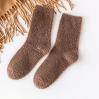 Sunjoy Tech жени топли супер меки плюшени чехли чорапи, зимни пухкави чорапи на екипажа, ежедневни домашни спящи размити уютни чорапи