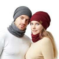Меки с шал шапка за шал за жени, плетени зимни руни, облицовани топли шапки
