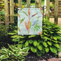 Синя реколта състав на тропически растения цветя и птици в естествен модел върху зелена мента Цветно градинско знаме декоративно знаме къща банер