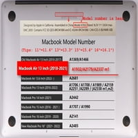 Капак на калъфа с твърда защитна черупка на Kaishek за MacBook Air 13 С Touch ID USB Type-C + Black Cover Cover Cover Model: A1932 & A2179 & A