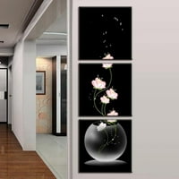 Произведение на стенопис, изкуство за стена тройна черна ваза Естествена снимка на открито платно декор за изкуство, водоустойчива декорация на стената на дома, па
