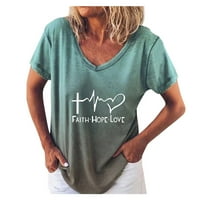 fvwitlyh тениски за жени с дълъг ръкав бягащи ризи букви v-образни печат жени пуловер къси градиент тениска за печат ръкав с дълги ръкави риза дамски тениски