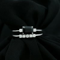 Съвременен комплект пръстен с черен они и мосанит за жени - клас AAA, Sterling Silver, US 11.00