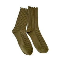 Женски чорапи ежедневни твърди цветни дантелени текстури есента зима Midtube чорапи за жени