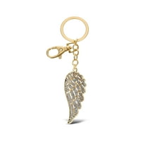 Ключов ключодържател на Aqua Angel Wing - Gold 3d искрящ чар Rhinestones Модни стилни метални сплави Устойчив ключ пръстен bling кристални бижута аксесоар със закопчалка за ключодържател, чанта, чанта, раница,