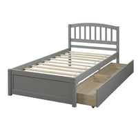 Модерни пестене на пространство двойни легла дървени домашни мебели платформа легло здрави чекмеджета спалня сиво