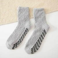 Мъже жени зимни уютни размити чехли чорапи прости плътни цветове без плъзгане захващане топла пухкав плюшен болничен салон под спящ екипаж