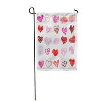 Розово любовно сърце на червено очертание скица лист гранже градински флаг декоративен флаг къща банер