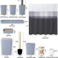 Комплект аксесоари за баня-аксесоари за тоалетни с бляскав душ завеса и рогозки за баня без плъзгане, сива завеса за душ с куки от неръждаема стомана, аксесоари за б
