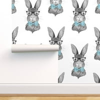 Подвижен тапет Swatch - Очила за зайчета Черно бял заек Великден бебе пролет хипстър акварелен персонализиран тапет с предварително преработка от лъжица