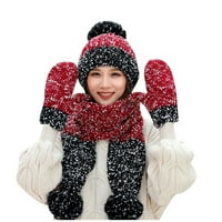 Knosfe студено време плюшени шалчета с шалчета с шалчета зимни плетени руно облицовани солидни женски отсечени винени размери без размер