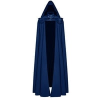Опаковки за шал за жени мъже Хелоуин солидна катарама с качулка подвижен готически дяволски парти наметало синьо xxxl
