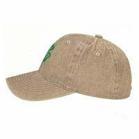 Мъжки бейзболна шапка, външна ежедневна спортна шапка класическа извита шапка на ръба - регулируема каубойска шапка, детелина модел -естествен
