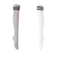 Lian Lifestyle Женски двойки Очарователни удобни меки бедро високо над коляното високо памучни чорапи размер 6- L Lightgrey, бяло