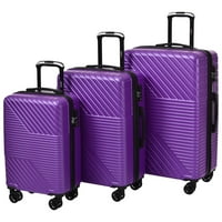 Комплекти за багаж 3 части разширяващи се куфари с TSA Lock & Spinner Wheels, ABS издръжлив комплект за газ