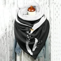Женски перо винтидж печат бохо шалове опакова зимни топли къси шалове шал