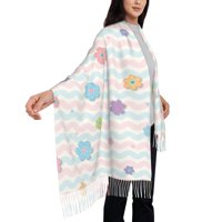 Цветни цветя пролетни шаблони Pashmina шалове ， опаковки зимни топъл мек шал за жени