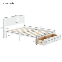 Пълна рамка за легло с табла, Btmway Wood Full Platform Bed със съхранение, пълно легло за съхранение с чекмеджета под лег